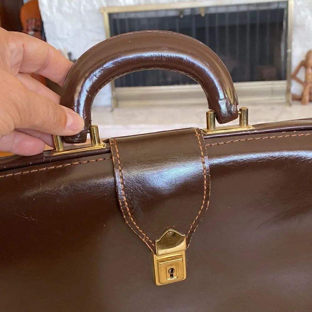 Vintage Renwick Cowhide Unique Mini Briefcase Bg - Picture 4 of 10